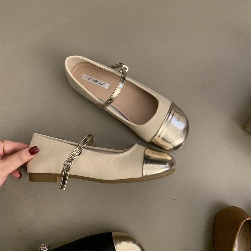Модные 2024 новые женские туфли на плоской подошве, модные женские балетки с круглым носком и мелкой пряжкой, модельные балетки на мягкой плоской подошве