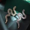 Vintage Zodiac Snake Brooch Sparkling Snake Lapel Pin 3D Rhinestone Animal Collar Pins  New Year