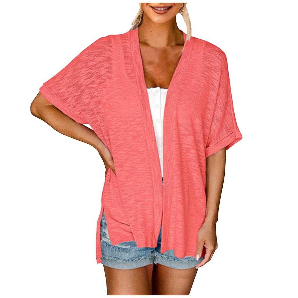 Женский летний повседневный легкий кардиган, кардиган с короткими рукавами, повседневный свободный топ, куртка