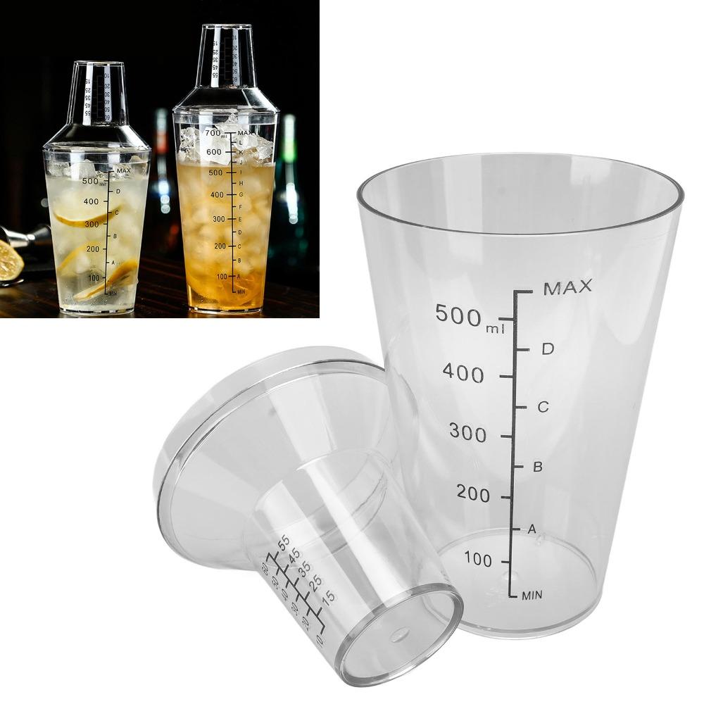 Clear Plastic Cocktail Shaker Set Spill Prevent Design Measuring Jigger Set Beverage Mixing