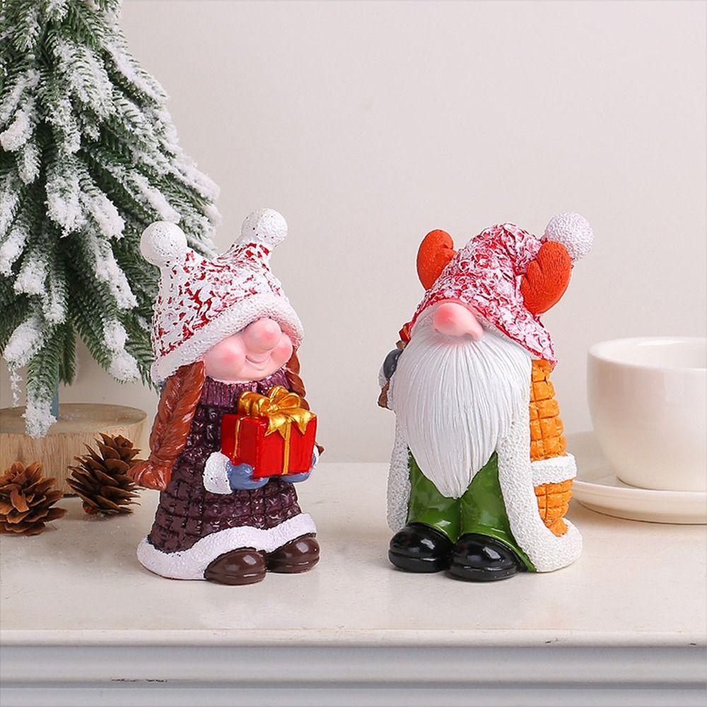 Ретро рождественские гномы Статуэтки Изделия из смолы Веселые рождественские украшения Подарки детям