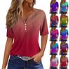 Women's T Shirt Tee Print Button Short Sleeve Daily Weekend Fashion Basic V- Neck Regular Top