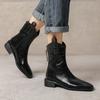 Korean Version of the New Low-heeled Martin Boots Women's Rubber Sole Large-size Women's Boots Autumn and Winter Square Heel Comfortable Rear Zippe
