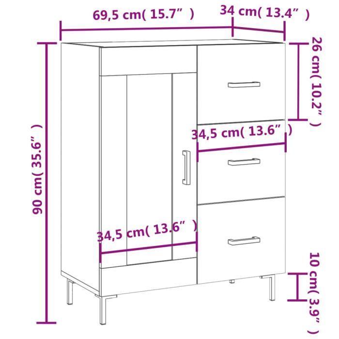 VidaXL Buffet chêne fumé 69,5x34x90 cm bois d'ingénierie 830265