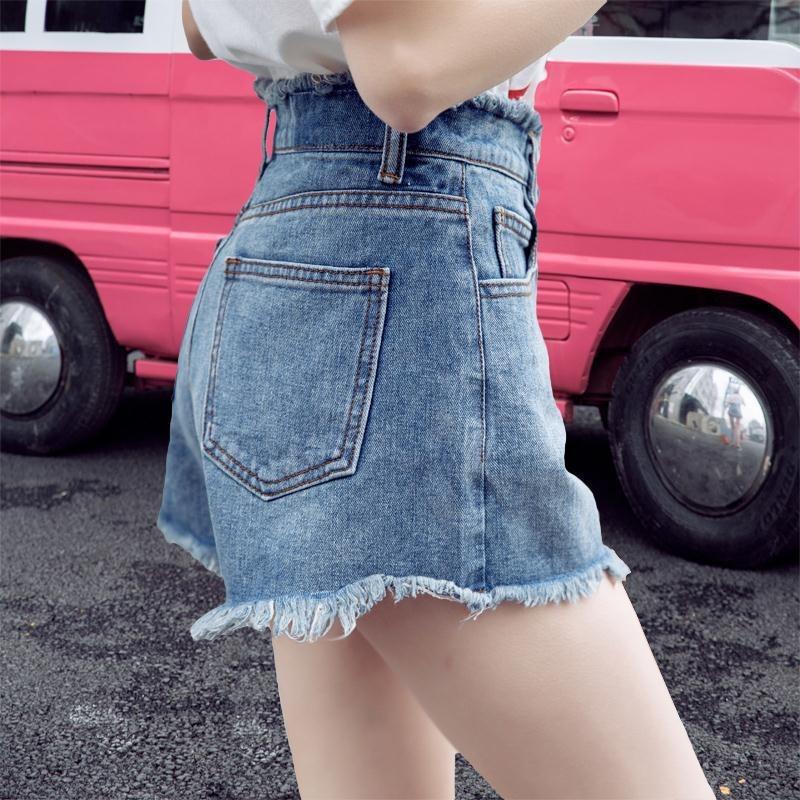 A New Summer Thin Denim Shorts Women's Wash Slim Women's Wide-leg Denim Shorts