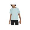 Kids Multi Solid Logo Color Block Round Neck Sports Short Sleeve T-Shirt Kids Tops Light-Blue FB1292-309