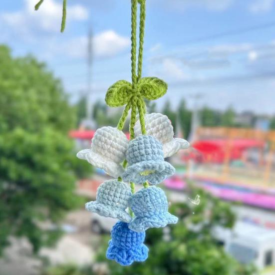 Подвесной автомобильный кулон ручной работы, вязаные лилии, очаровательные вязаные крючком украшения для салона автомобиля