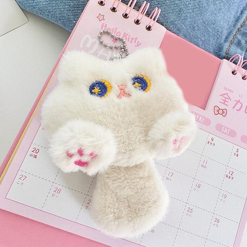 Cute Long Tail Cat Keychain Plush Doll Toys Cartoon Kitten Soft Stuffed Animal Keyring Backpack Charms Bag Pendant Decor Gifts