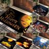 Halloween Themed Door Mat with Spooky Pumpkin Witch Ghost Pattern Non Slip Absorbent Outdoor Indoor Welcome Mat for Home Decor