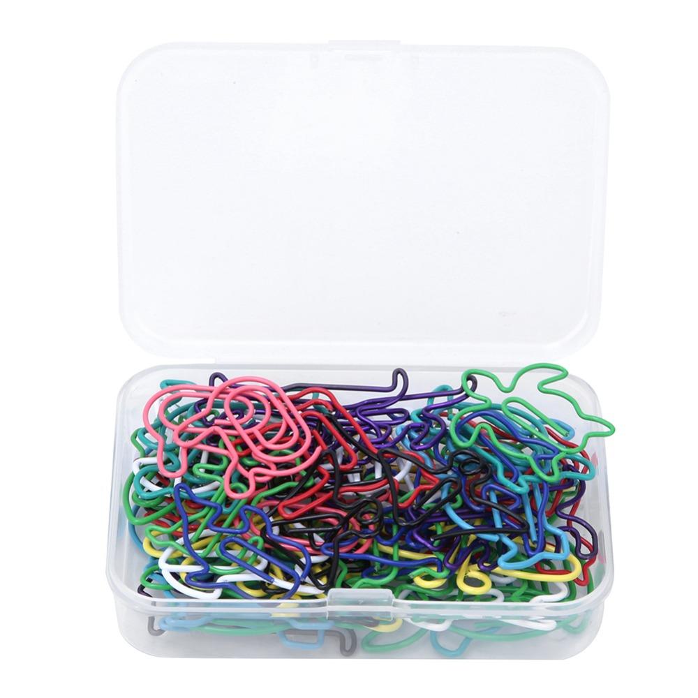 60pcs Plastic-coated Metal Paper Clip 12 Kinds Memo Clips Bookmarks School Stationery Office