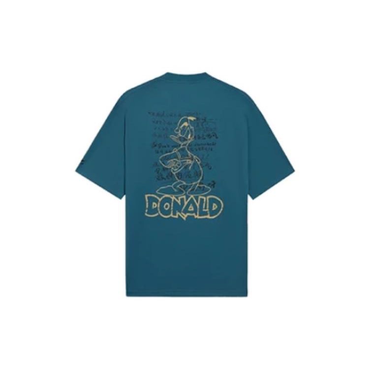 Футболка с коротким рукавом и круглым вырезом Li Ning Donald Duck, мужские топы, темно-синего цвета AHSS253-3