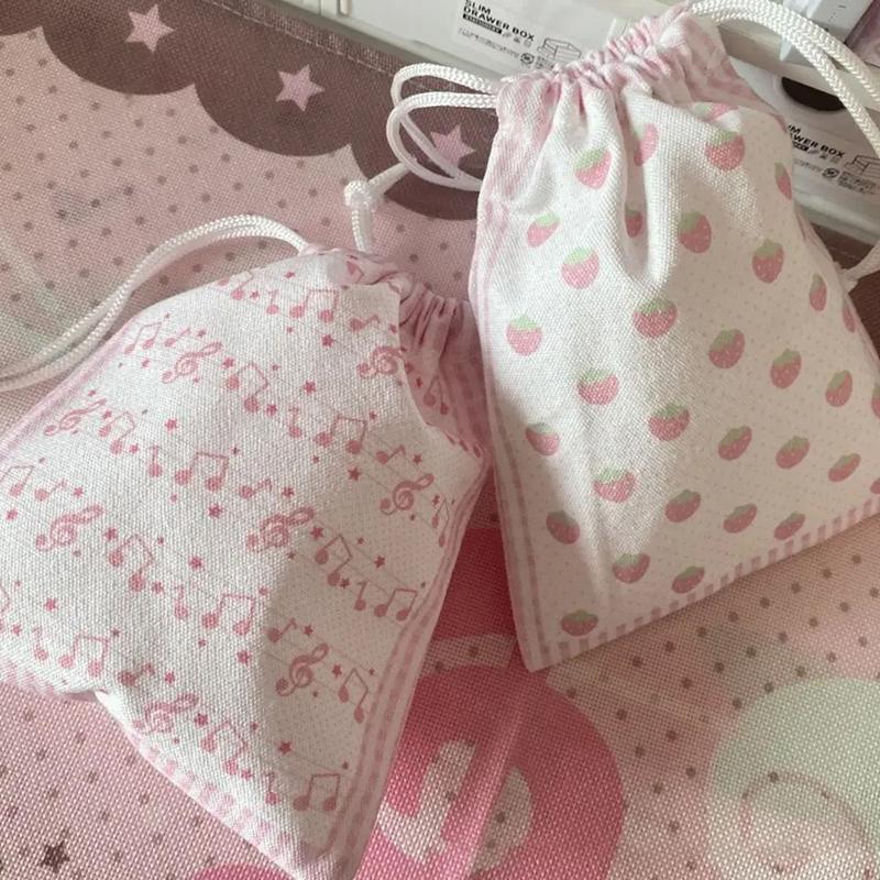 Клубничная музыкальная нота мешок на шнурке большой вместимости портативный кошелек для монет подарок мультяшный косметичка для хранения макияжа