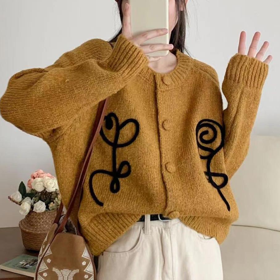 GMXIA Куртка-джемпер ручной работы, вязаная крючком, женская, осень и зима, новый дизайн, чувство темперамента, ленивый ветер, вязаный кардиган, топы