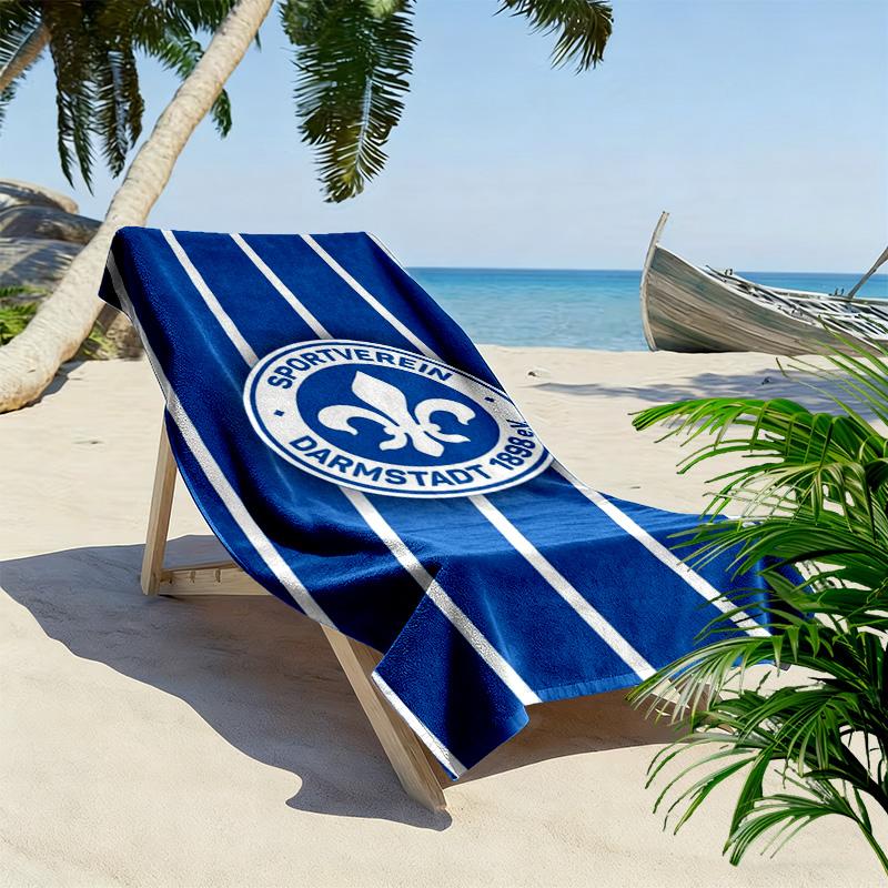 Пляжное полотенце SV Darmstadt 98, Большое, Мягкое, Быстросохнущее, для Пляжа, Кемпинга, Плавания