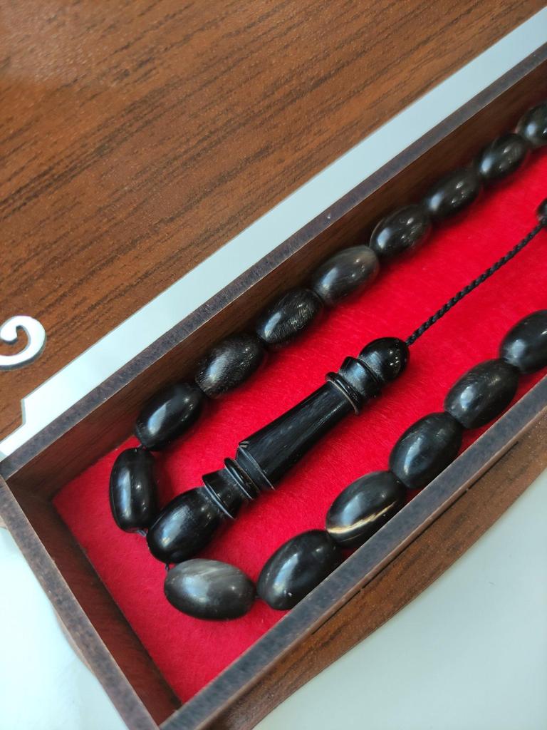 Четки из рога буйвола, черно-белые четки из рога буйвола, подарочный ювелирный аксессуар, 33 шт., бусины, исламские четки