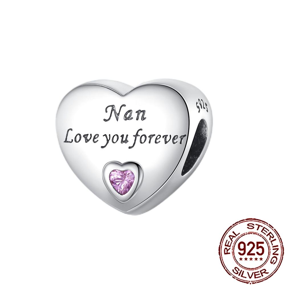 New Charms 925 Silver Sister Daughter Mum Mother Family Love Heart Beads Fit Origina Bracelet Necklace DIY Jewelry