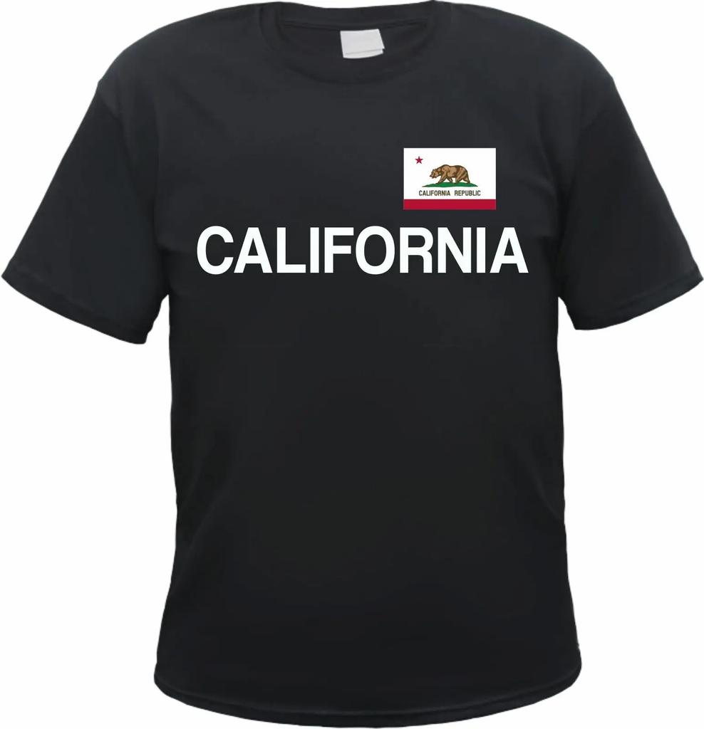 California Flag Capital Letters Printed Unisexs T Shirt High Quality Cotton Large Sizes Breathable Top Loose Casual Tshirt