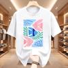 Feng Shui Minimalist Cartoon Printed Tshirt Unisex Unisex Flower Fish Loose Tshirt Casual Cotton Short Sleeved T Shirt Unisex Tops