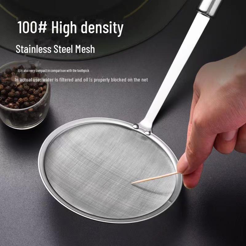 Ultra-Dense 304 Stainless Steel Foaming Spoon: Kitchen Grease Filter & Soy Milk Strainer