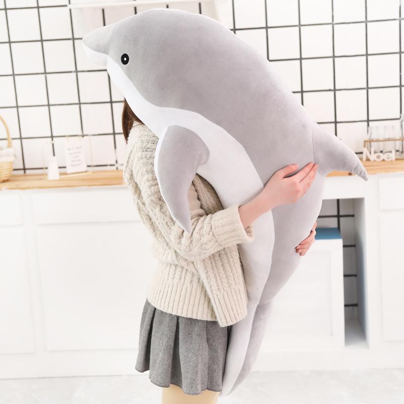 Large Plush Dolphin Toys Stuffed Sea Animal Cute Girls Dolls Soft Baby Sleeping Pillow Christmas Birthday Gift For Children