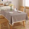 Nordic Minimalist Style Coffee Grid Tablecloth With Off-White Trim Rectangular Dining Table Cover