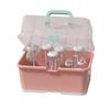 Alpha Depot Baby Bottle Rack Drying Storage Box Hygienic Cover Included Drying Easy To Carry Large Capacity Baby Shower Gift Dust-Proof (Pink)
