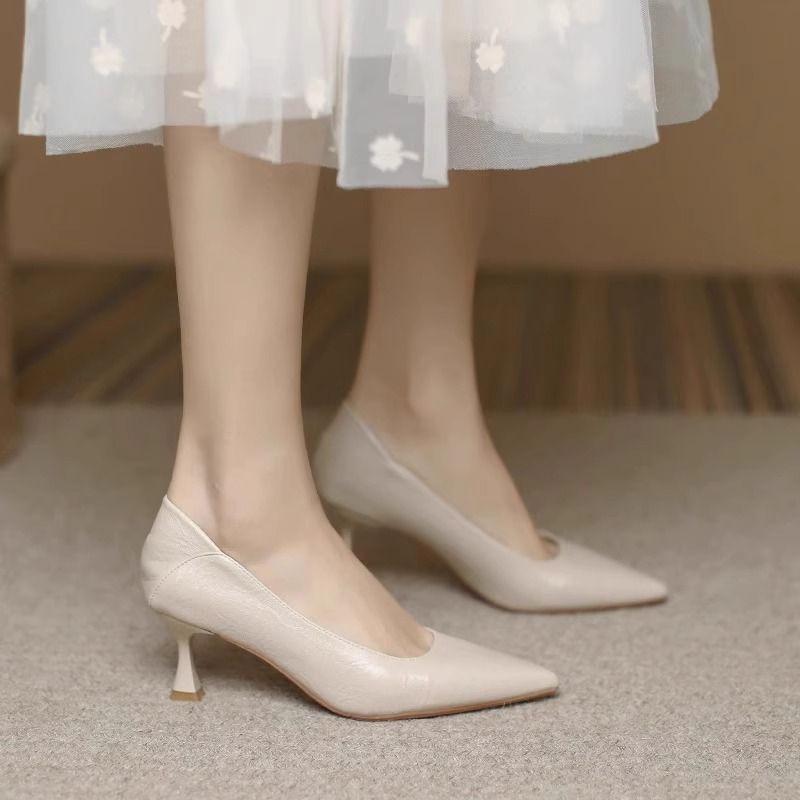 Черные туфли-стилеты из мягкой кожи - Удобные туфли для работы с острым носком для женщин