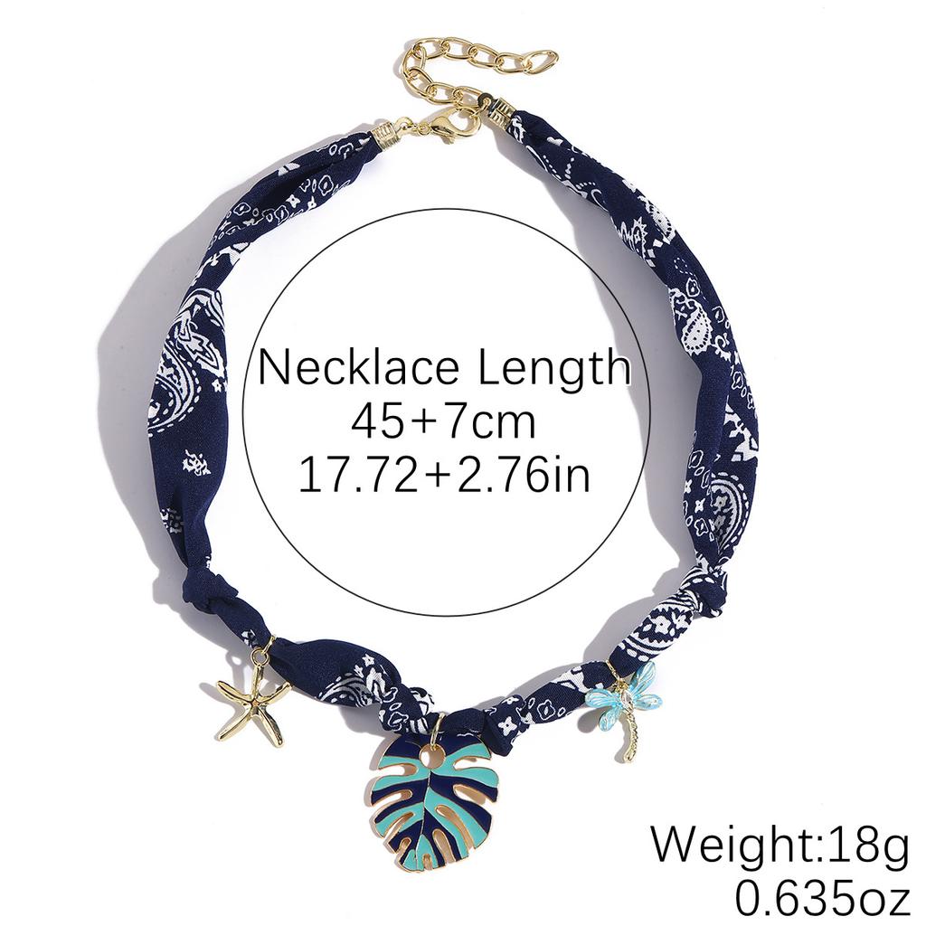 1 шт. Красочный шарф с леопардовым, полосатым и горошковым принтом, украшенный вишней, жемчугом и золотым кулоном-чокером.