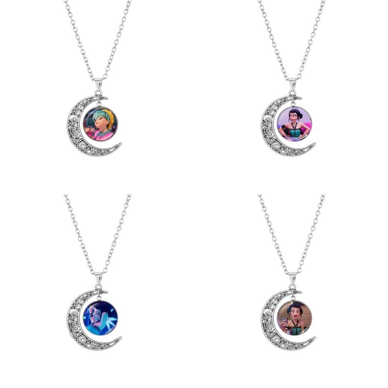Cartoon Anime Movie Kpop Demon Hunter Moon Necklace Printed Photo Necklace Adjustable Sweater Chain Jewelry Accessory Gifts