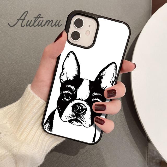 Чехол для телефона с изображением собаки Бостон-терьер для iPhone 11 12 13 14 Pro Max mini X XR XS SE 2020 5s 6S 7 8 Plus Samsung Galaxy S21 S22