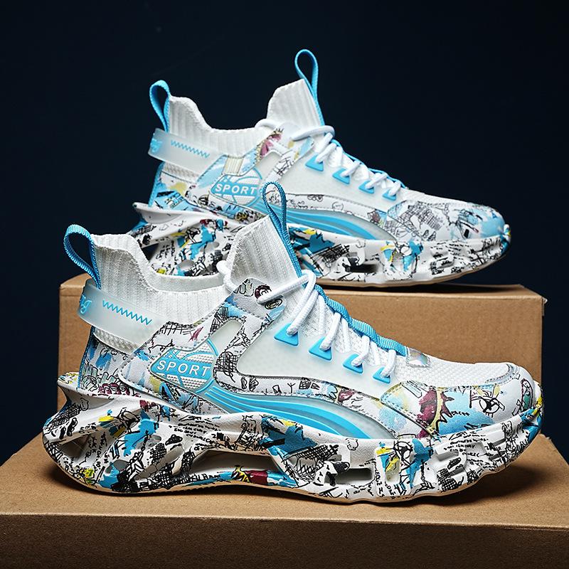 Trendy Men's Summer Flying Woven Blade Running Shoes - Large Size, Fashionable Korean Style