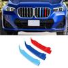 3PCS for BMW X1 Series U11 2023 Car 3D M Styling Front Grille Cover Trim Bumper Strips Stickers Cover External Accessories Decor