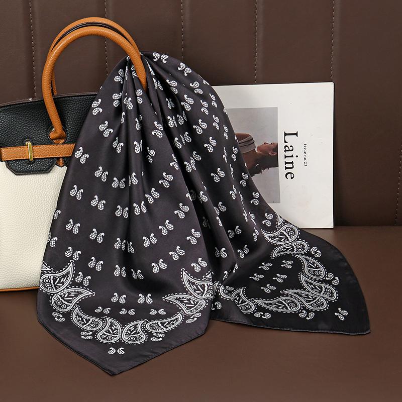 Fashion Print Silk Hairbands Scarf Women Spring New Elagant Floral Bandana Neck Kerchief Head Bands Foulard Female Scarfs