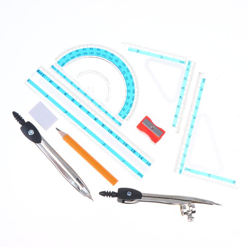 9Pcs Compass Ruler Set Multi-functional Mathematical Geometry Drawing Kit for Math Class Student Exam School Supplies