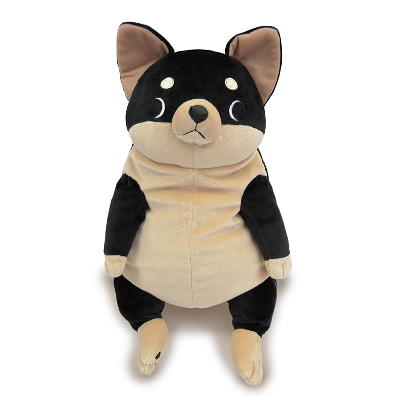 Morisaka Global Mochi Chihuahua Large Black 22 x 22 x 30cm Chihuahua Plush Toy, Soothing, Soft and Squishy, Cute Animal, Mochi Series MOCI-0350B