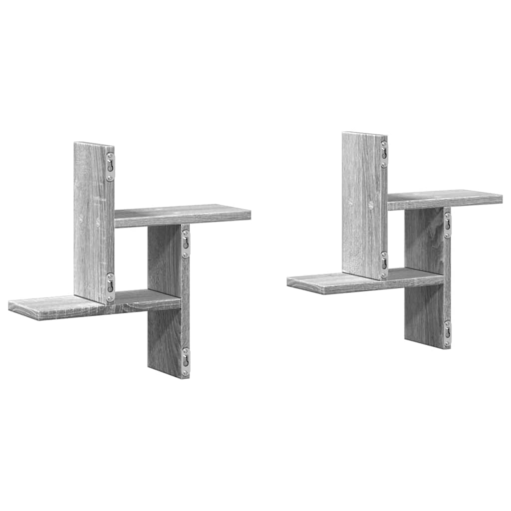 Wall Shelves 2 pcs Grey Sonoma 38 x 12 x 38 cm Particleboard