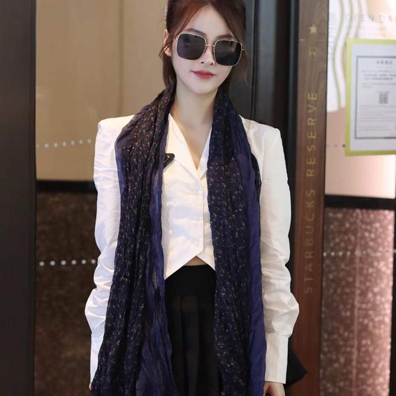 Trendy Gradient Cotton-Linen-Silk Scarf/Shawl for Women - Sun Protection & Dual-Use for All Seasons