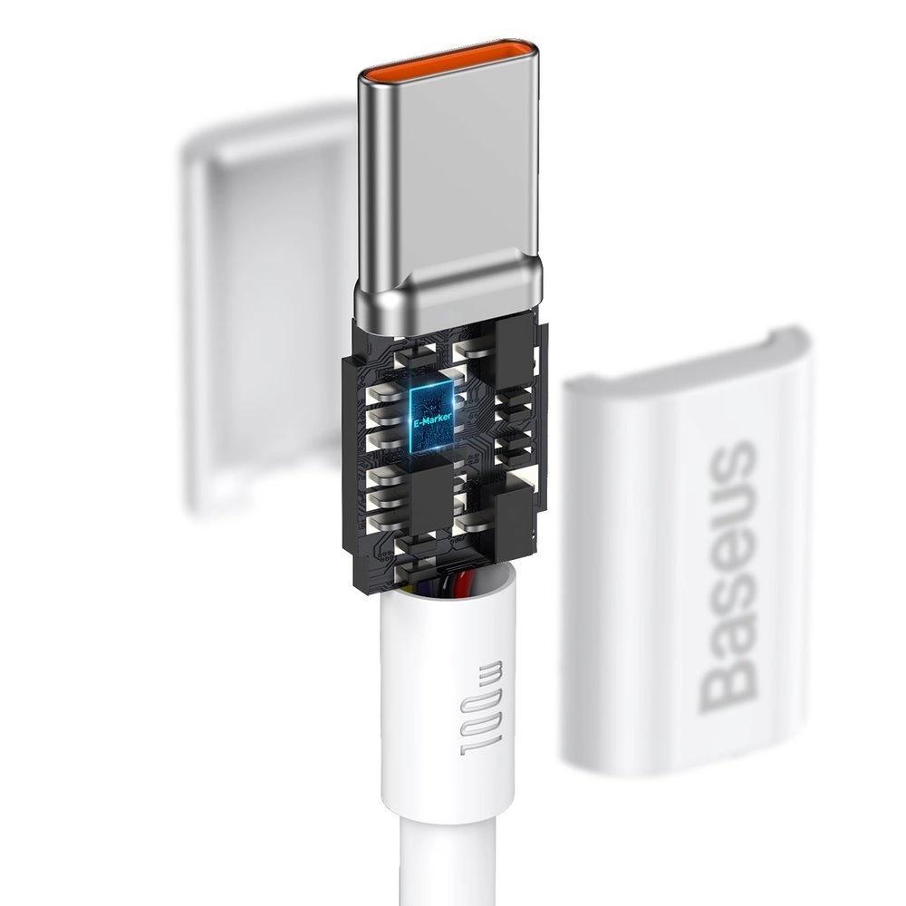 Baseus Superior Cable Usb Type C - Usb Type C Fast Charging Quick Charge / Power Delivery / Fcp 100W 5A 20V 2M White (Catys-C02)