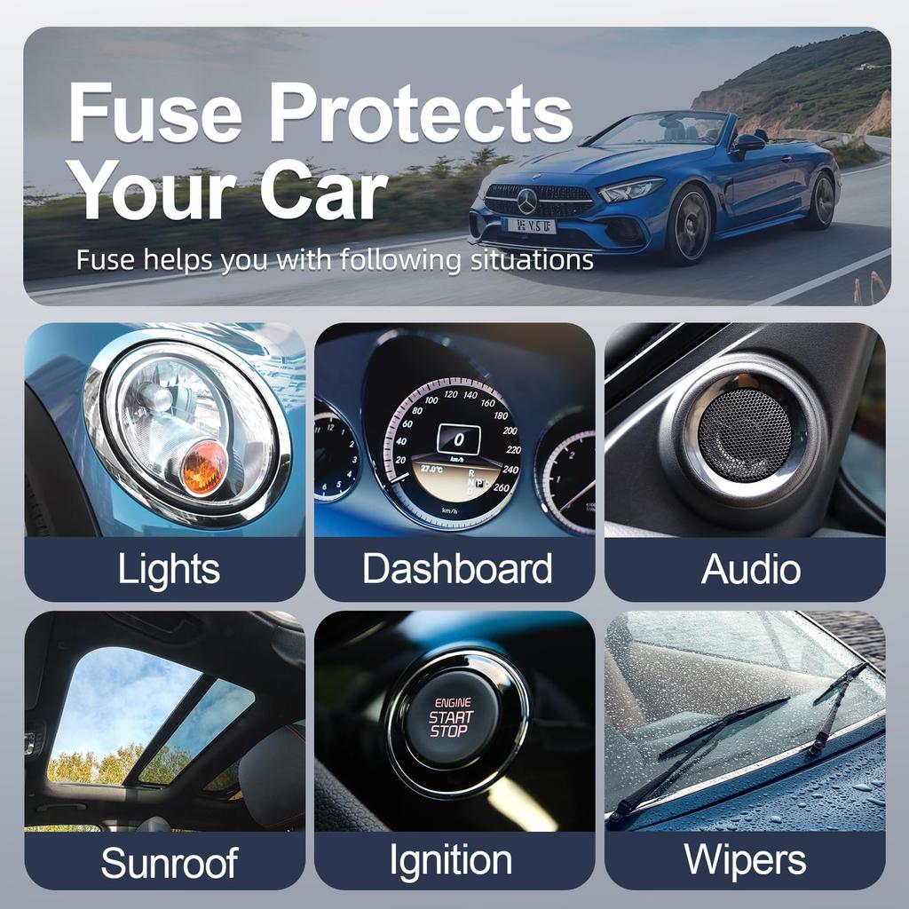 JOREST 168pcs Car Fuse Kit, 114pcs Mini Flat Fuse + 54pcs Flat Fuse +