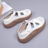 2025 Summer New Versatile Little White Shoes Women's Hollow Non-slip Velcro Casual Shoes Breathable Mesh Platform Sandals