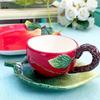 Creative Red Apple Ceramic Teapot Teacup Set Home Coffee Maker Teacup Modern Fun Fruit Apple Porcelain Mug Gifts Home Decoration