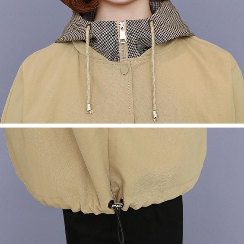 Женская весенне-осенняя ветровка, пальто, свободная куртка с капюшоном, короткая рабочая одежда