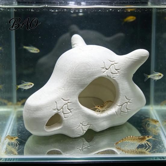 Aquarium Landscaping Ornament Skull Fish Tank Decoration Cave, Realistic Durable PLA Hideout Underwater Decor Shelter, 3D Printed Habitat for Aquatic