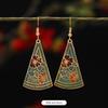 Chinese Retro Cloisonne Enamel Earrings Female Classical Temperament Simple Flower Earrings Niche Design Earrings