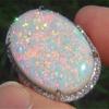 Colorful Inlaid Opal Egg-Shaped Ring - Fashionable European & American Style for Women
