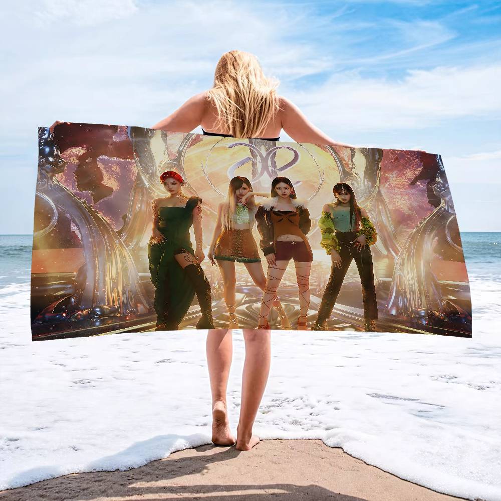 Korean Kpop Group A-Aespas Microfiber Printed Beach Towel Mountain Climbing Yoga Beach Swimming Running Absorbent Soft Towel