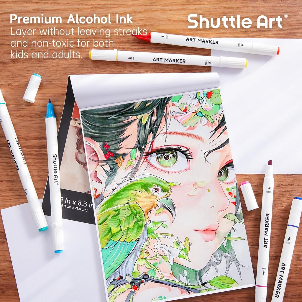 Shuttle Art Illustration 30 Thick and Fine Fine for Coloring Art Supplies Markers, Colors, Double-Ended, Oil-Based, Point, Quick-Drying, Comics,