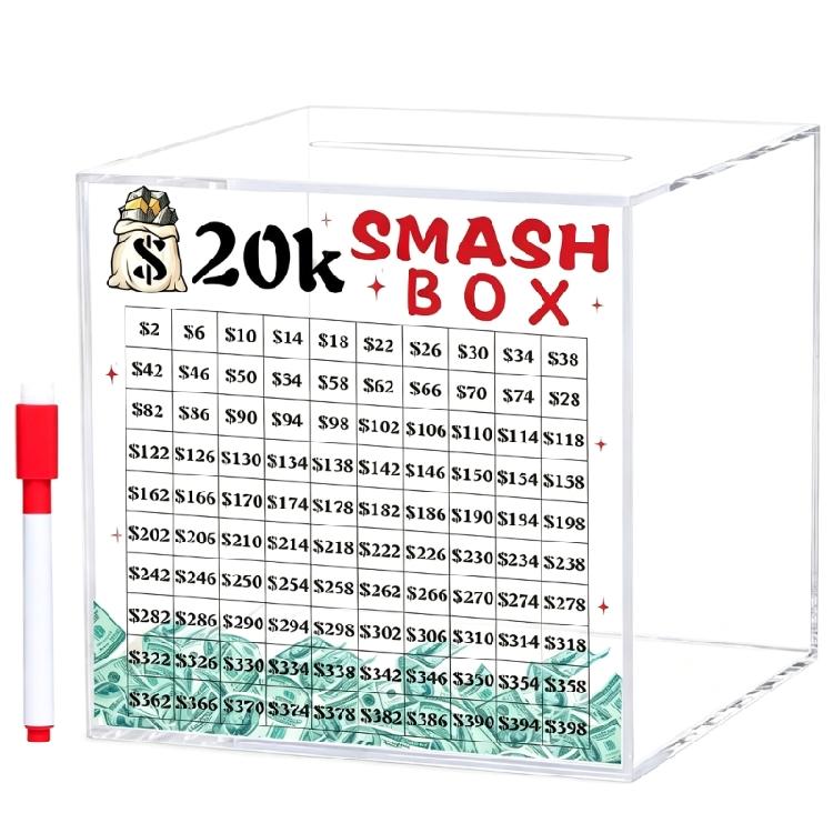 Копилка-копилка 10K/20K 'Smash Box' для денег, Небьющиеся копилки для взрослых Save10K/20K, Коробка для челленджа по накоплению денег 10K/20K, Нужно разбить, чтобы открыть