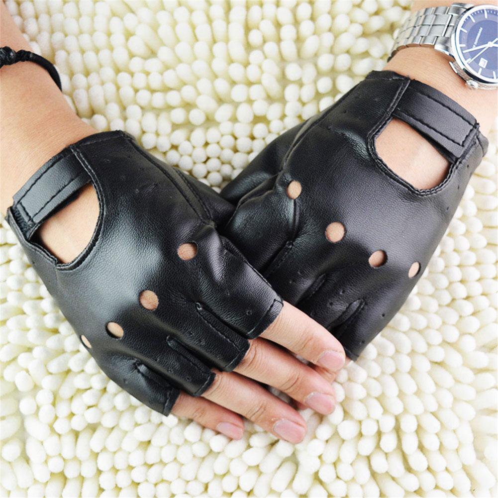 Punk Gloves Half Finger Punk PU Leather Gloves Breathable Accessories Fashion Outfits for Cycling Gym Dance Fitness Music