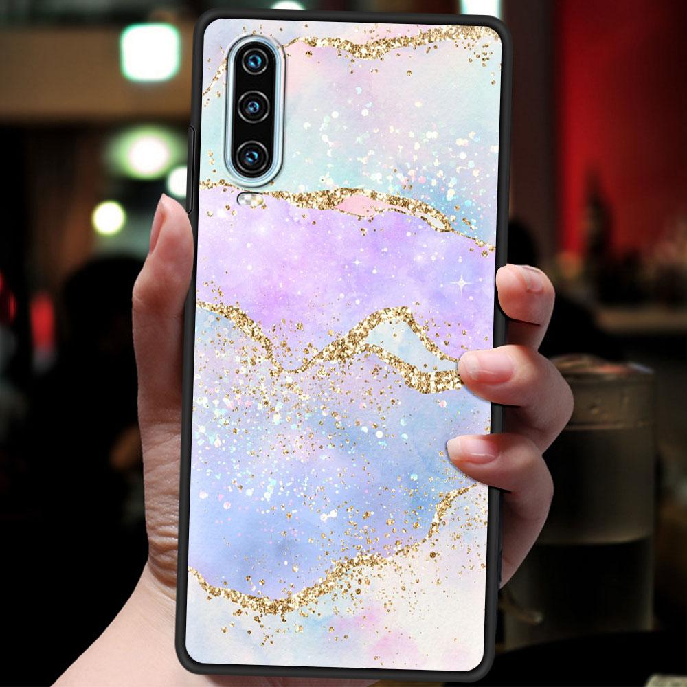 Чехол для телефона Rainbow Glitter Agate Marble для Huawei P30 Lite P50 Pro P20 P40 Lite EP Smart Z 2021 Y6 Y7 Y9 2019 Y6p Y9s